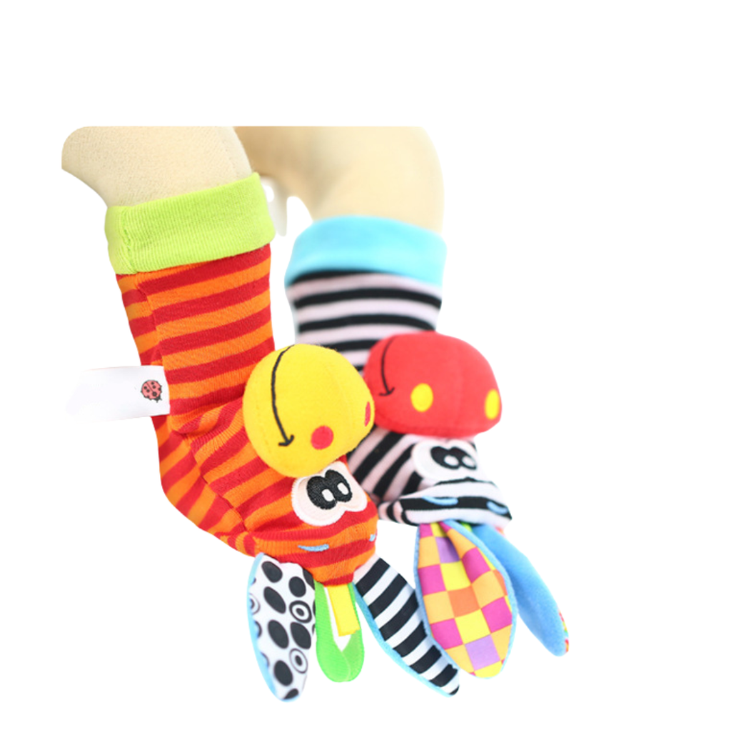 Set de medias y muñequeras sensoriales con sonajero