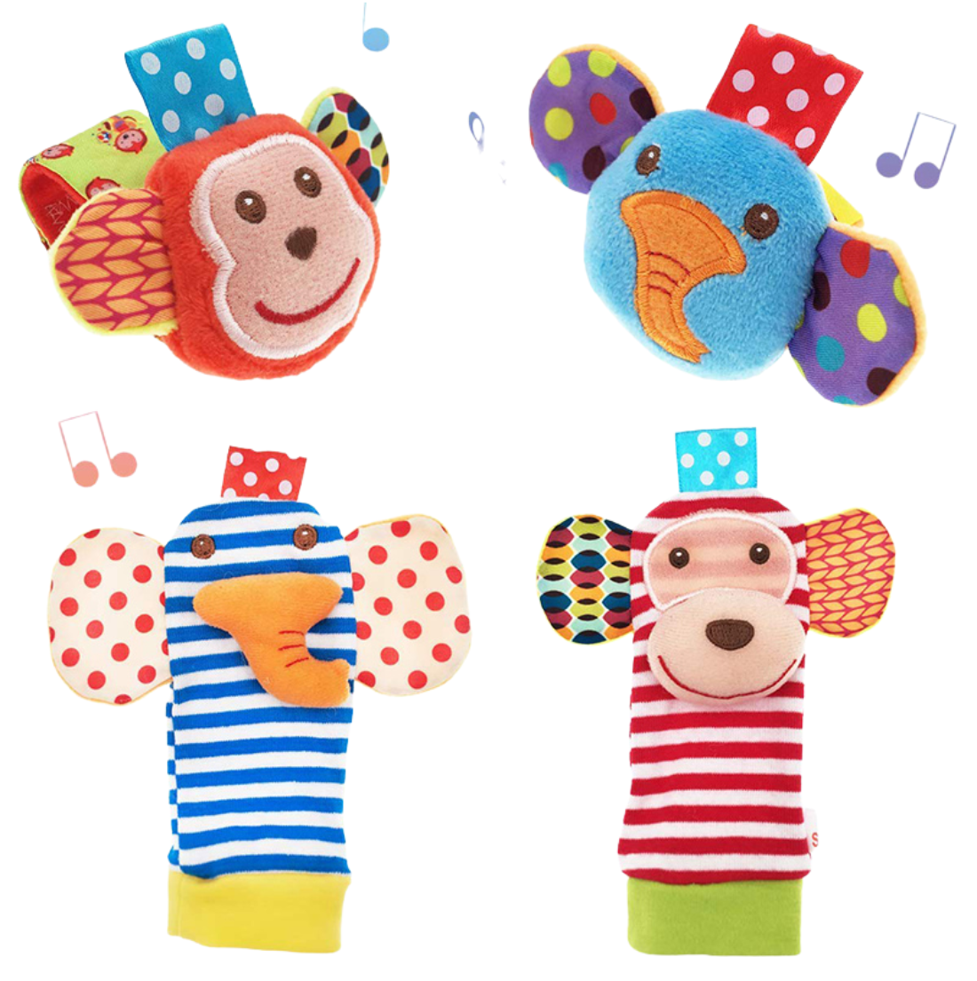 Set sensorial de medias y muñequeras con sonajero