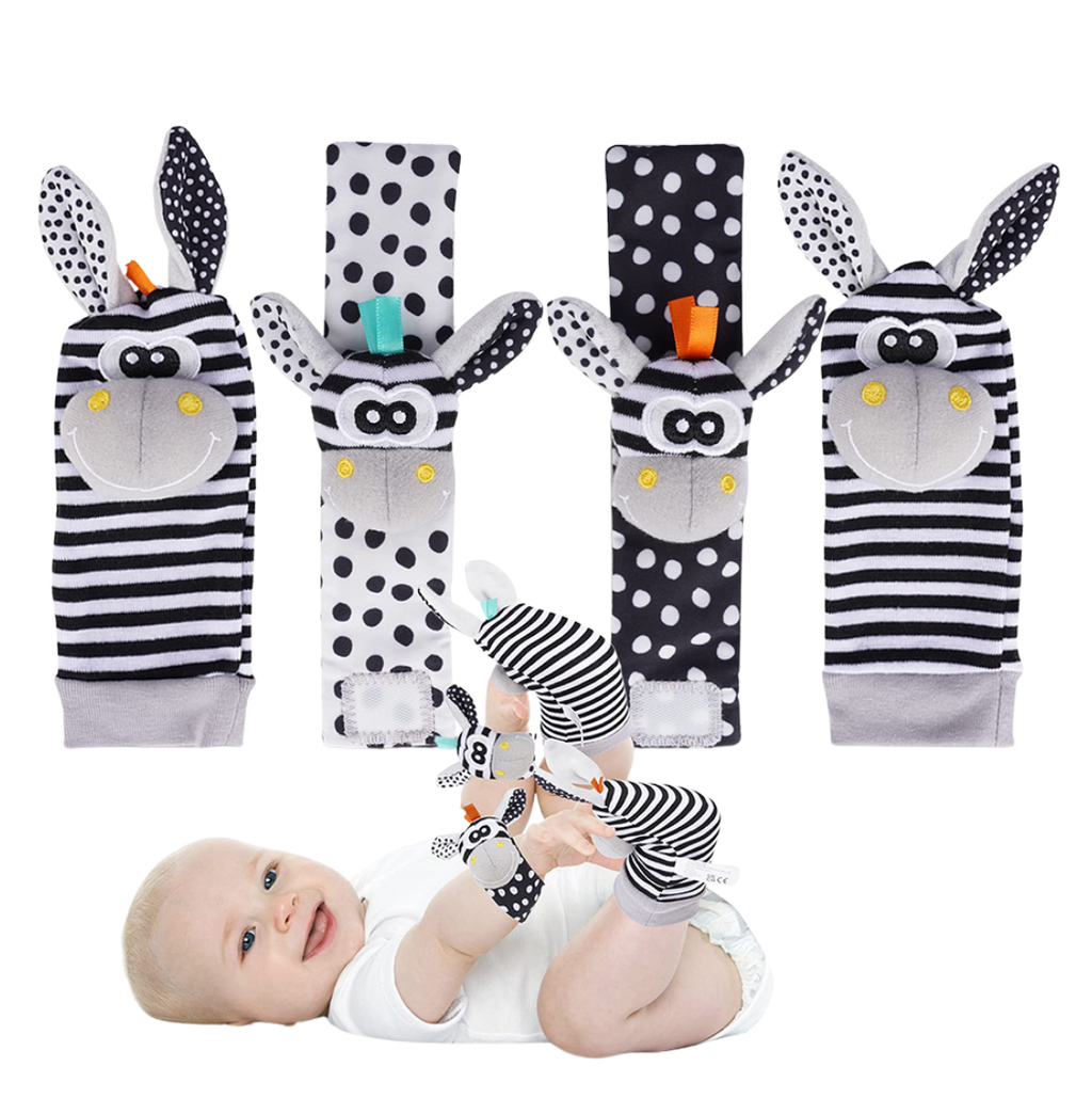 Set sensorial de medias y muñequeras con sonajero