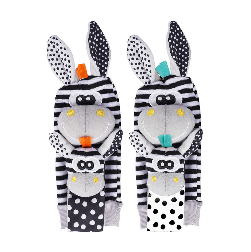Set sensorial de medias y muñequeras con sonajero