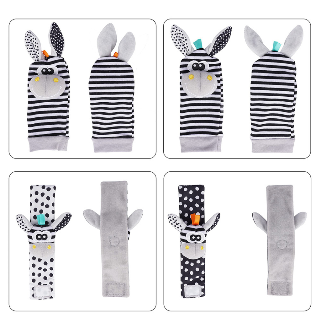 Set sensorial de medias y muñequeras con sonajero