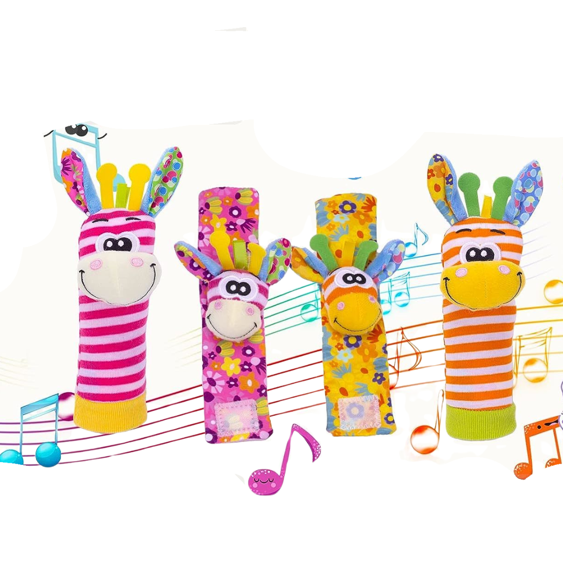 Set sensorial de medias y muñequeras con sonajero