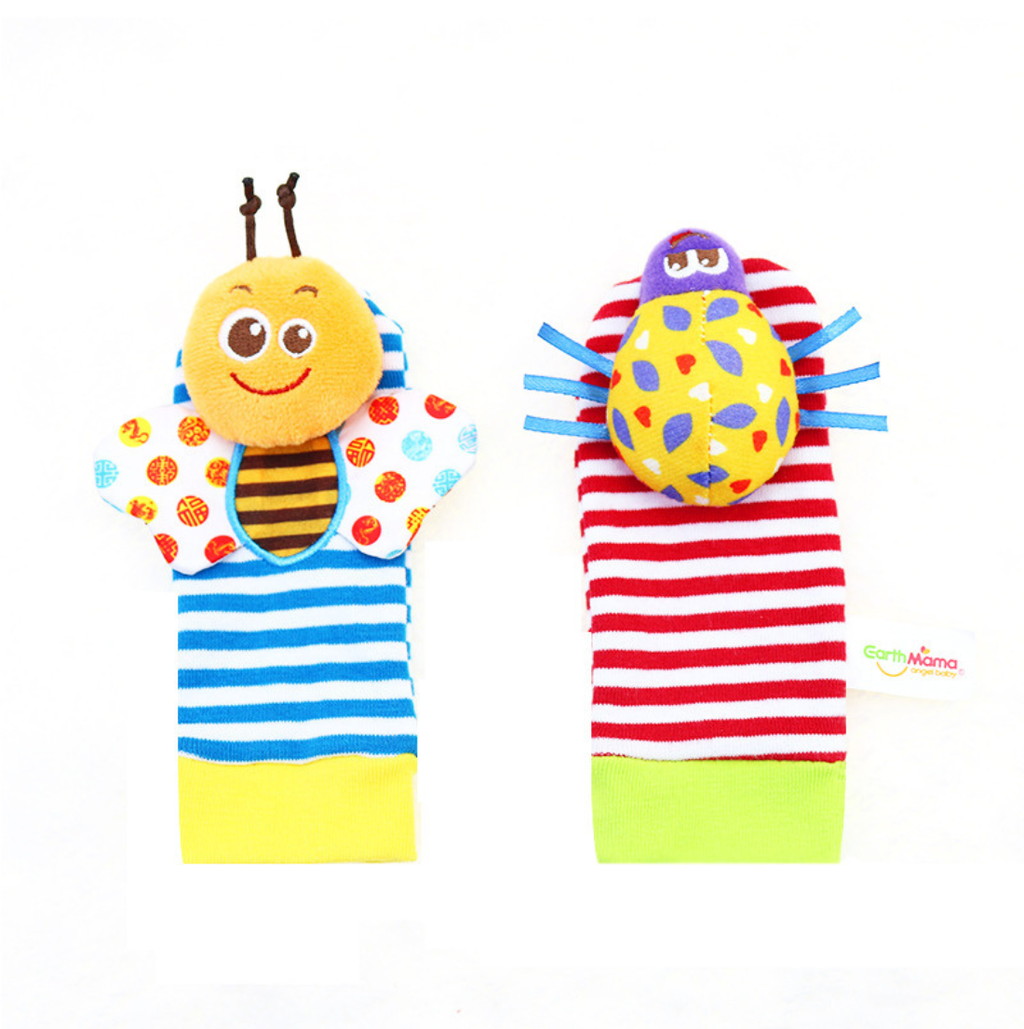 Set sensorial de medias y muñequeras con sonajero