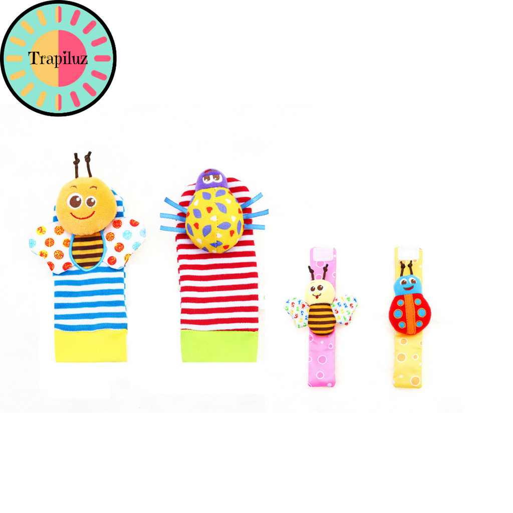 Set sensorial de medias y muñequeras con sonajero