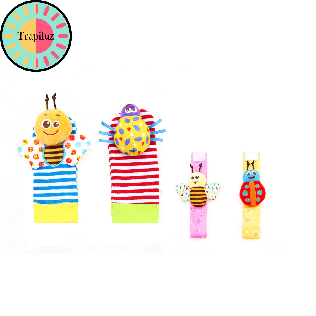 Set sensorial de medias y muñequeras con sonajero