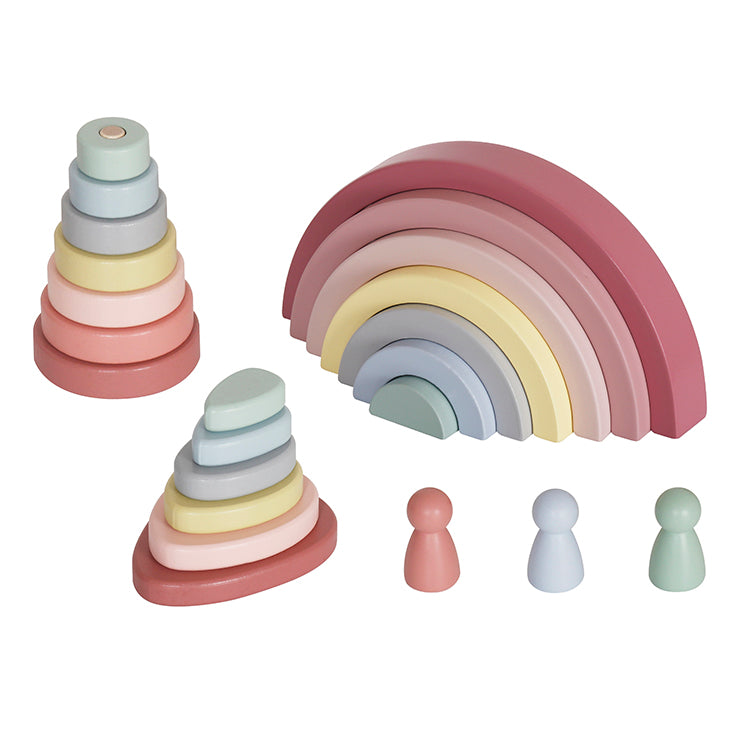 Bloques apilables de madera Montessori 3 en 1 - Arcoiris
