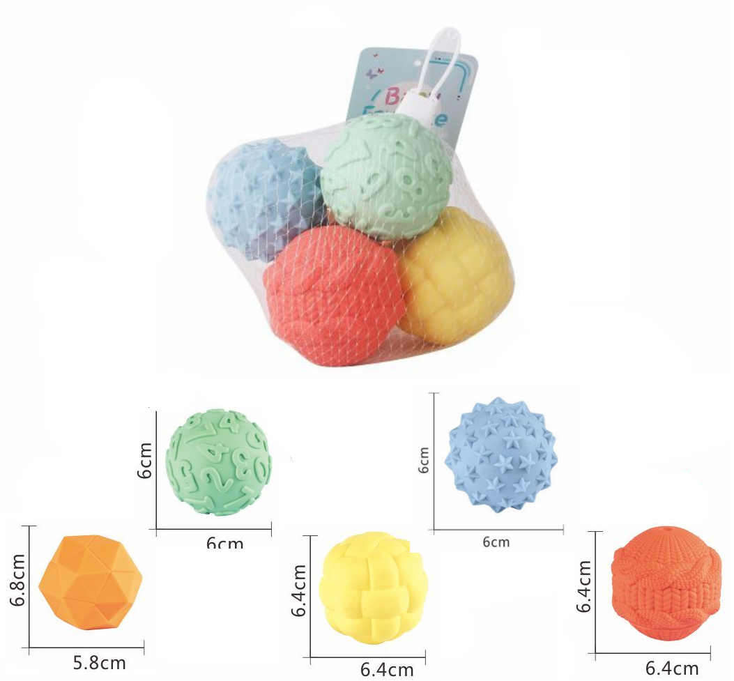 Set de 5 pelotas sensoriales Montessori - Silicona