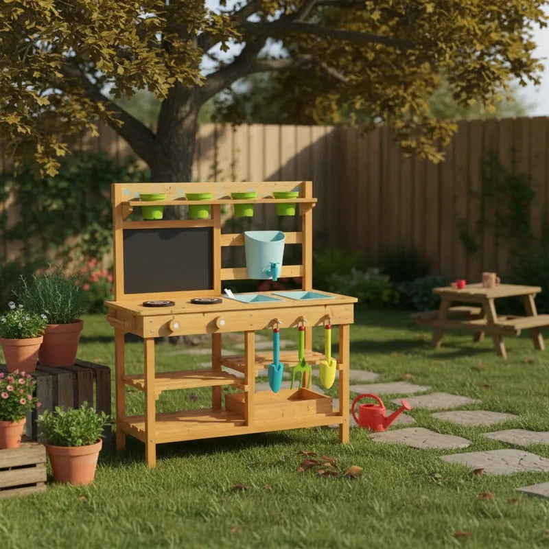 Jardinera y cocina exterior