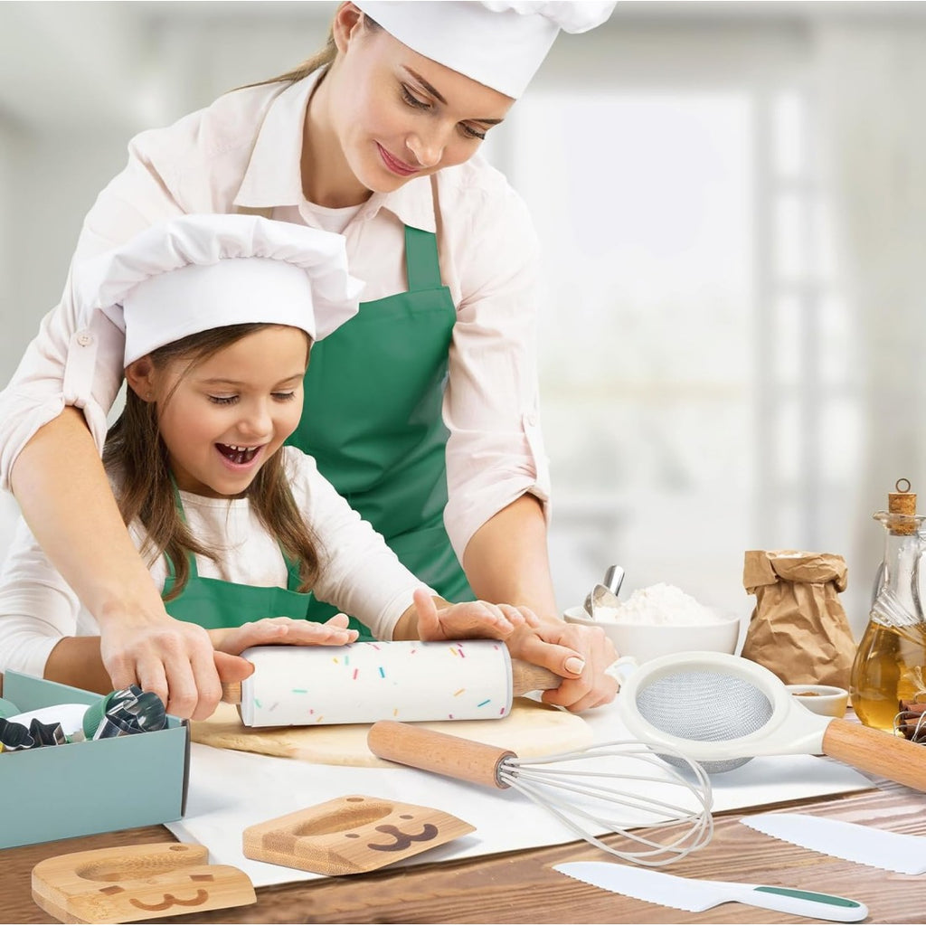 Juego de cocina con accesorios de madera para niños