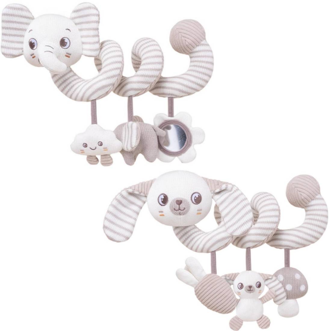 Espiral tejido en tonos beige con espejo