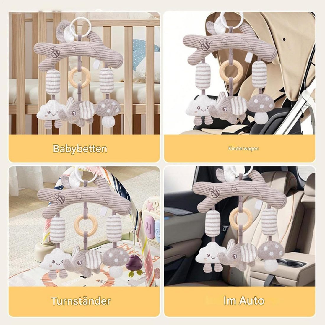 Colgante tejido en tonos beige