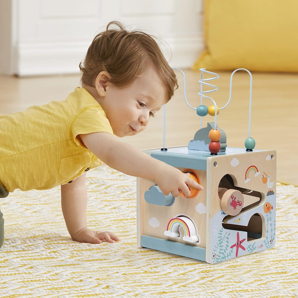 Cubo sensorial madera mar