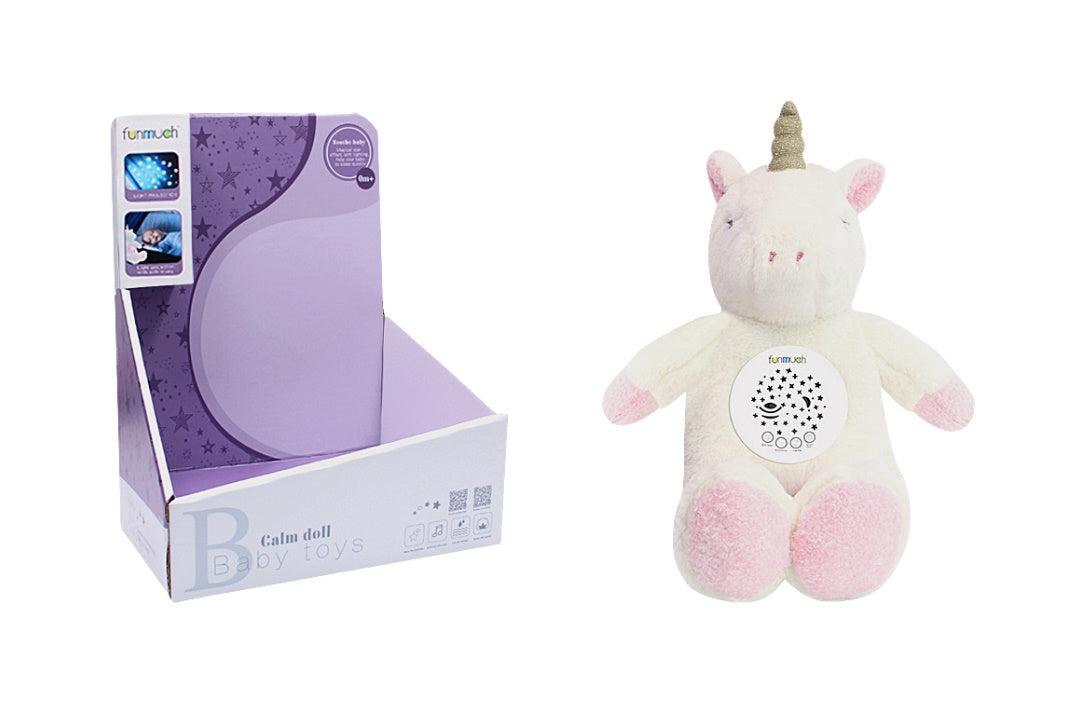 Proyector veladora de peluche con música y luz unicornio