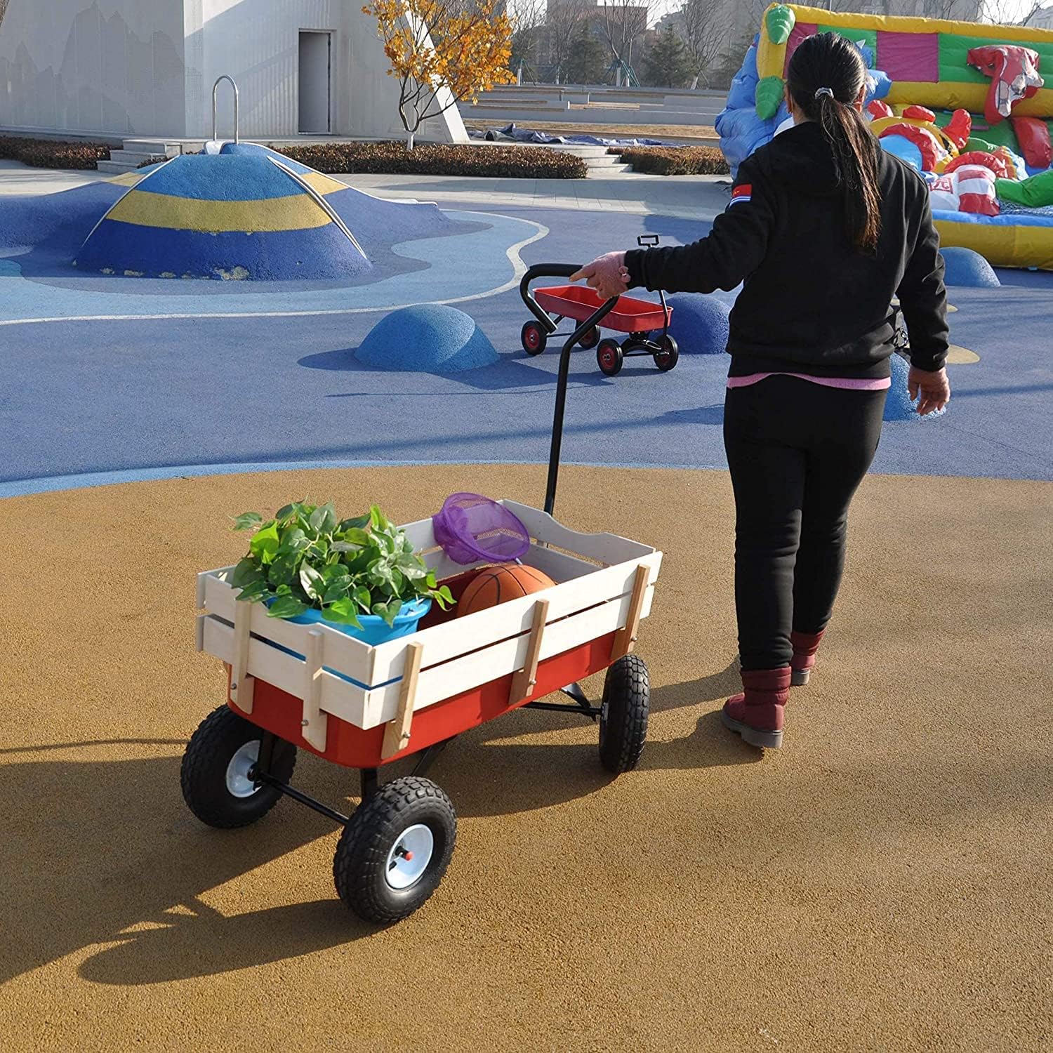 Carrito de madera y metal