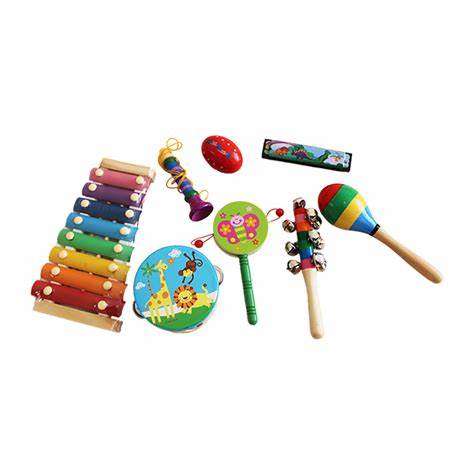 Set de instrumentos musicales en madera