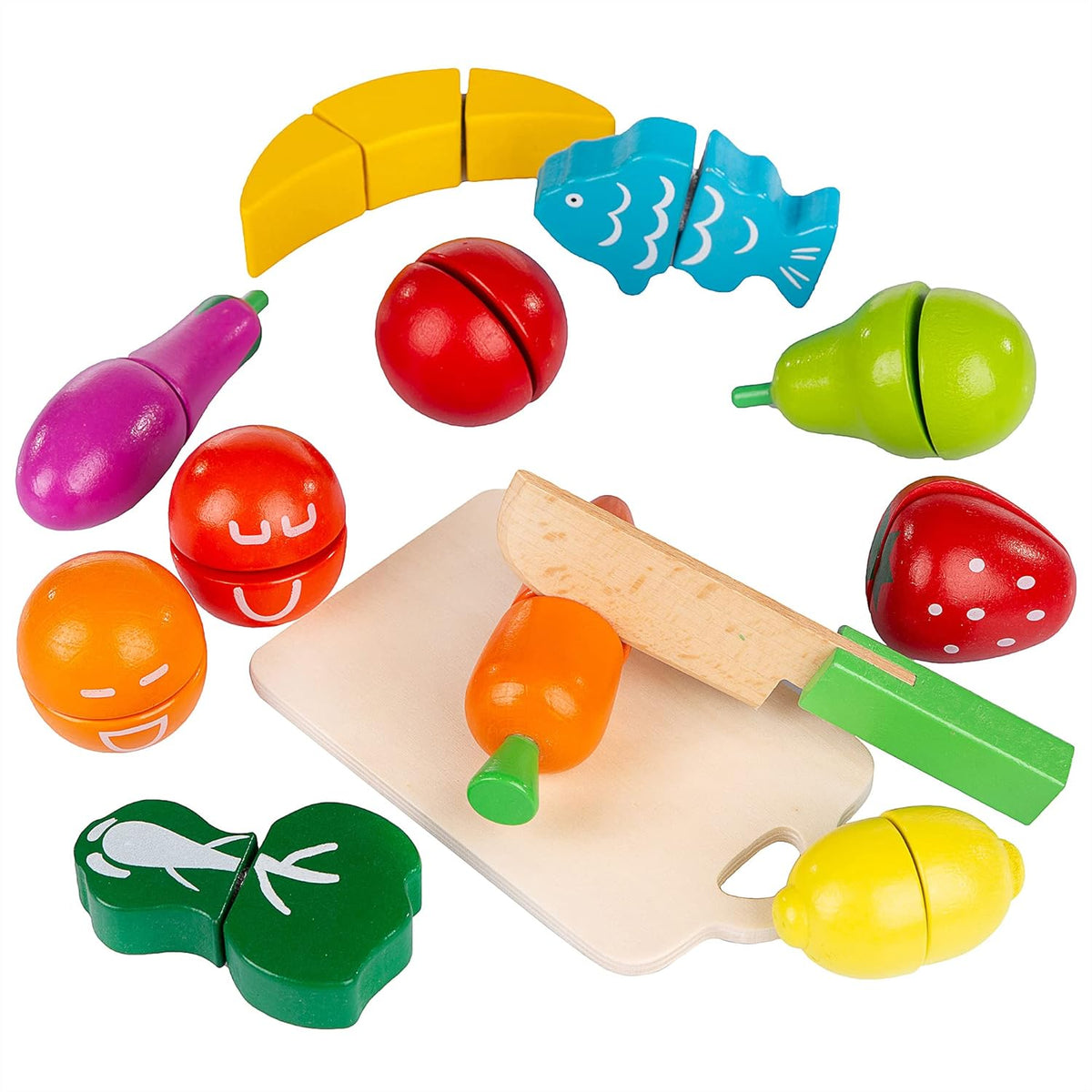 Balde de frutas de madera para cortar